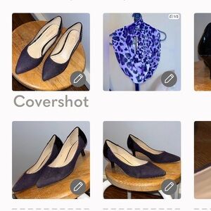 Parisian Works Elegant Purple a Heels Size 7 with purple& black Chiffon infinity